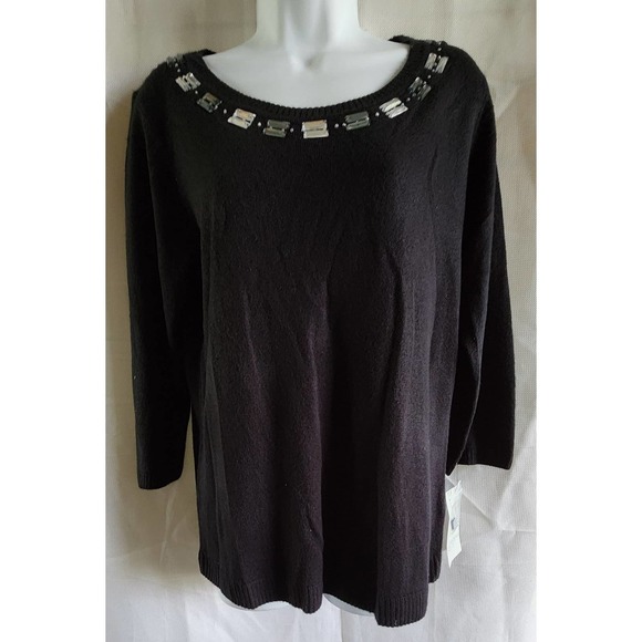NWT Mercer Street black knit sweater L - Picture 2 of 6